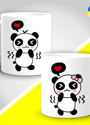 Парные кружки с принтом "Влюбленные панды"
