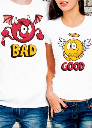 Парные футболки для влюбленных "Bad & Good"