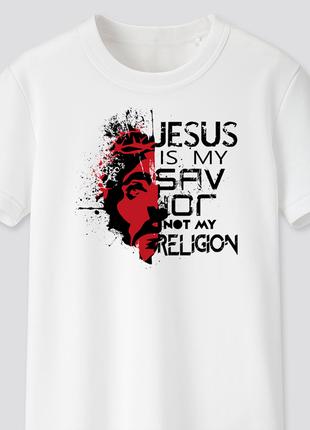 Футболка з літнім принтом Jesus is my savior not my religion, ...