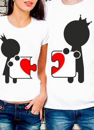 Парные футболки для влюбленных "Король и Королева Пазл"