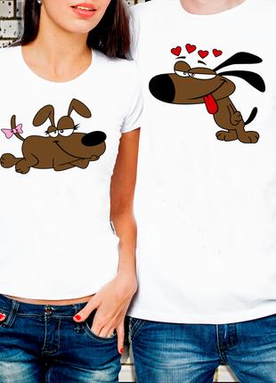 Парные футболки для влюбленных "Влюбленные собачки"