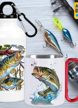 Подарочный набор кружка+фляга "Рыбалка" подарок рыбакам охотникам