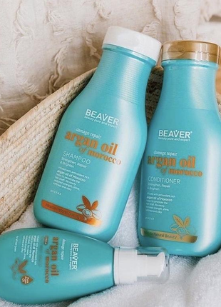 Восстанавливающий набор beaver argan oil & keratin: шампунь 35...