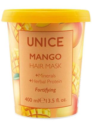 🌷маска для волос unice с экстрактом манго,400 мл.