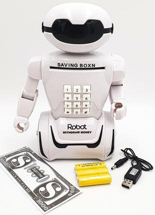 Детская Игрушка Робот Копилка с Настольной LED Лампой Сейф с К...