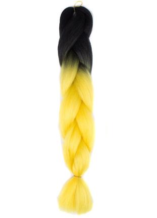Канекалон XR Hair омбре двухцветный Черный - Желтый 65 см 100 ...