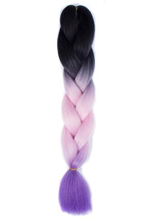 Канекалон XR Hair омбре трехцветный Черный Розовый Синий 65 см...