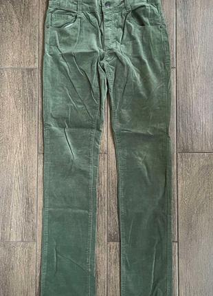 1, Стильные темно зеленые велюровые брюки скинни на девочку Кр...