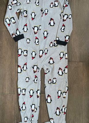 Микрофлисовый слип человечек пижама с пингвинами Картерс Сarte...
