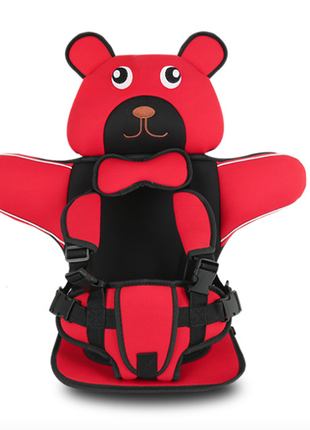 Детское Бескаркасное Автокресло в форме Медвежонка (Цвет Красный)