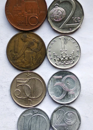 Набор монет Чехия+Чехословакия