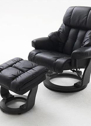 Кресло relax calgar chair black для отдыха с подставкой под но...