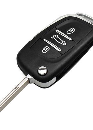 Викидний ключ, корпус під чіп, 3кн, Peugeot, ніша CE0523, HU83...