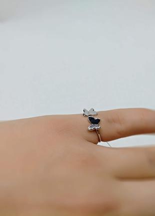 Серебряное фаланговое кольцо безразмерное парящие бабочки 925 раз