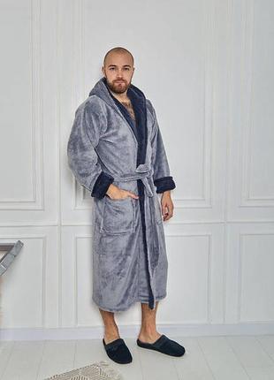 Мужской халат махровый халат с капюшоном мужественный халат