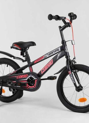 Велосипед двухколесный для девочки 16 дюймов CORSO R-16119 с д...