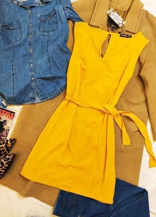 Boohoo плаття жовте базове з поясом нове