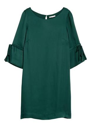 H&m платье зеленое изумрудное оверсайз свободное новое рукав т...