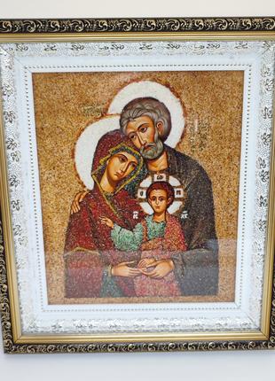 Икона Святая Семья из янтаря 32×28 см