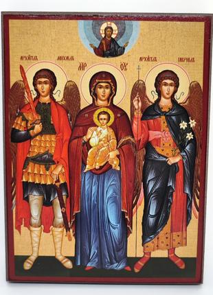 Икона Пресвятой Богородицы с Ангелами Святыми Силами 16×12 см