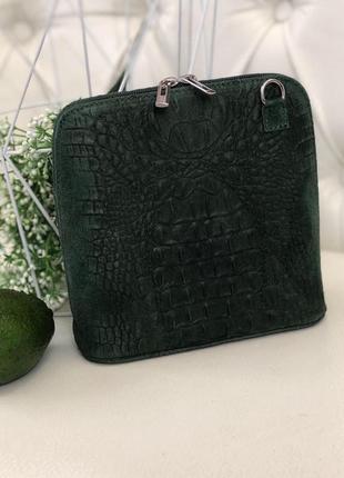 Жіноча замшева сумка італія зелена сумка женские замшевые сумки