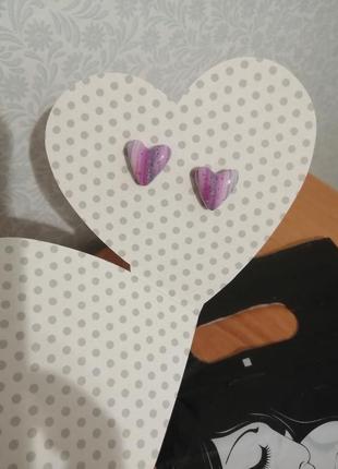 Сережки "серця" з полімерної глини