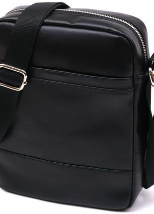Добротная кожаная мужская сумка Shvigel 16336 Черный GG