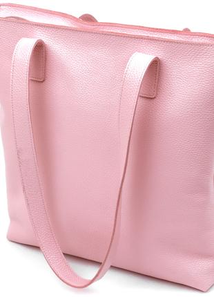 Вместительная кожаная женская сумка-шоппер Shvigel 16356 Розов...