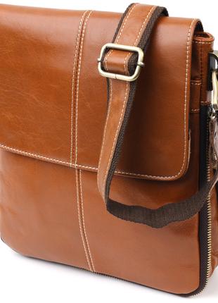 Вертикальная мужская сумка Vintage 20830 кожаная Коричневый GG