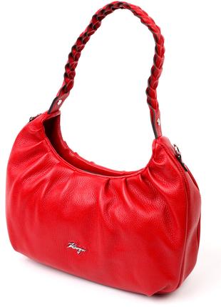 Яркая женская сумка багет KARYA 20837 кожаная Красный GG