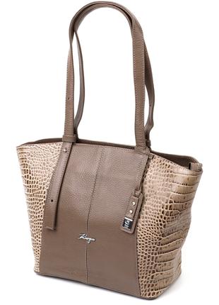 Стильная женская сумка KARYA 20832 кожаная Бежевый GG