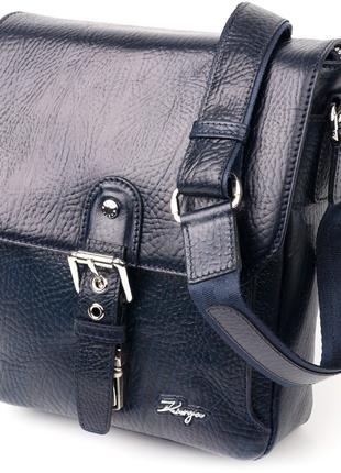 Практичная мужская сумка KARYA 20840 кожаная Синий GG
