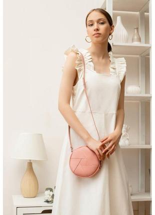 Шкіряна кругла жіноча сумка Бон-Бон рожева