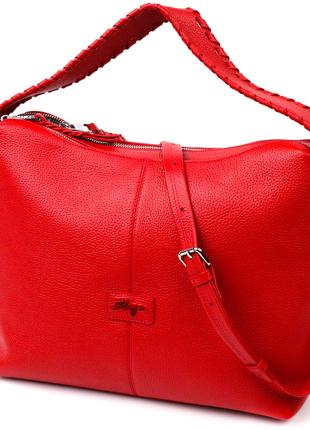 Вместительная женская сумка KARYA 20849 кожаная Красный GG
