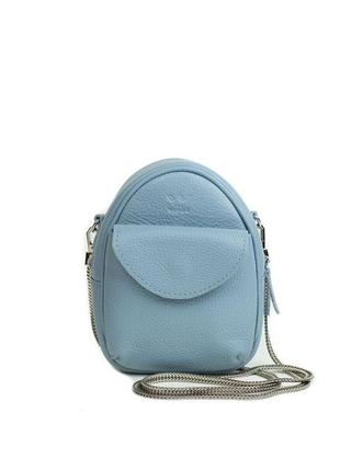 Кожаная женская мини-сумка Kroha голубой флотар