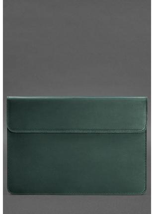 Шкіряний чохол-конверт на магнітах для MacBook Pro 15-16" Зелений