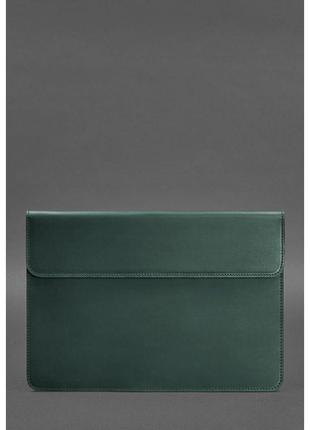 Кожаный чехол-конверт на магнитах для MacBook 13 Зеленый Crazy...