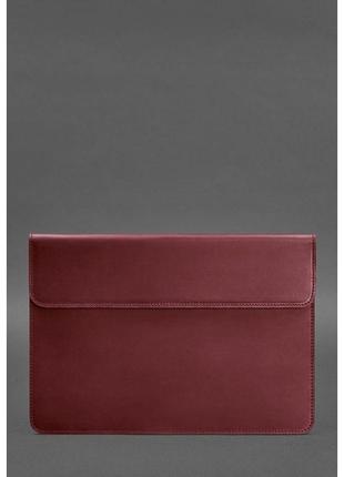 Кожаный чехол-конверт на магнитах для MacBook 13 Бордовый Craz...