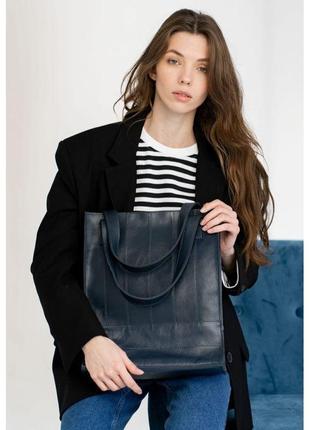Кожаная женская сумка шоппер Бэтси темно-синий краст