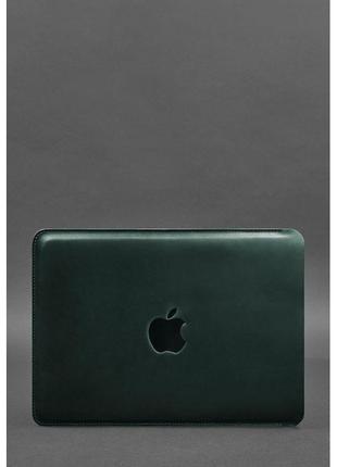 Кожаный чехол для MacBook 14 дюйм Зеленый Crazy Horse