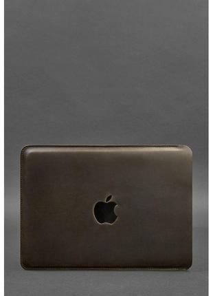 Кожаный чехол для MacBook 14 дюйм Темно-коричневый Crazy Horse