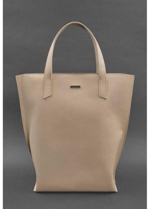 Кожана жіноча сумка шоппер D.D. світло-біжна дошка