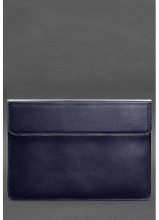 Кожаный чехол-конверт на магнитах для MacBook 16 дюйм Темно-синий