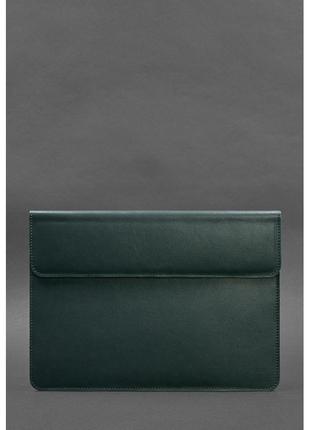 Кожаный чехол-конверт на магнитах для MacBook 13 Зеленый