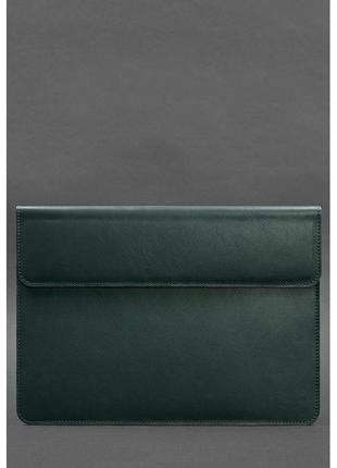 Кожаный чехол-конверт на магнитах для MacBook 15 дюйм Зеленый
