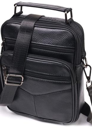 Вместительная мужская сумка кожаная 21271 Vintage Черная GG
