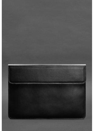 Кожаный чехол-конверт на магнитах для MacBook 13 Черный
