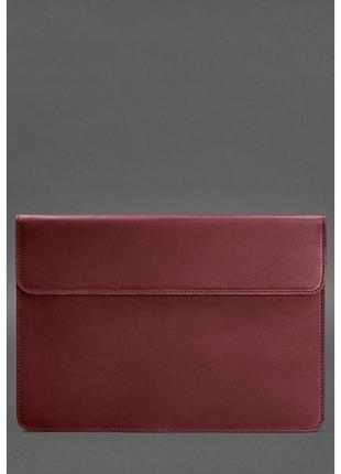 Кожаный чехол-конверт на магнитах для MacBook 15 дюйм Бордовый...