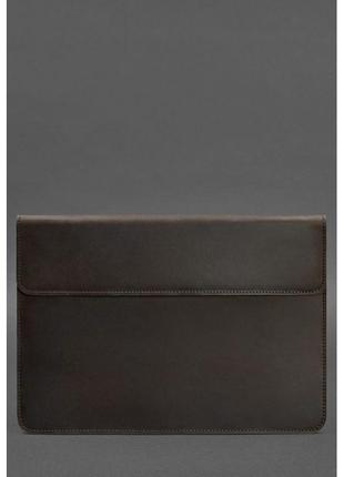 Кожаный чехол-конверт на магнитах для MacBook 15 дюйм Темно-ко...
