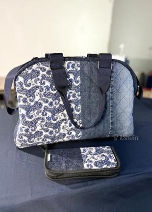 Джинсовая сумка гобелен + кошелек сумка (ручная работа)